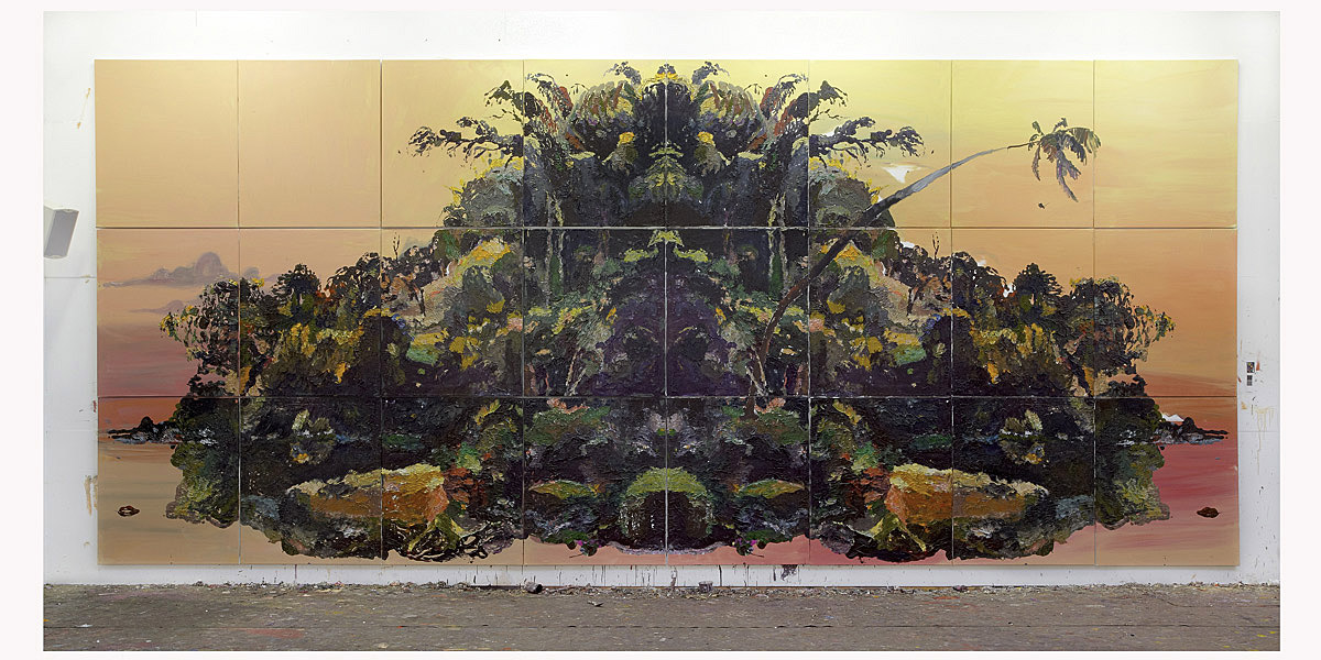 Ben Quilty, The Island, 2013, oil and acrylic on linen, 390 x 880cm, courtesy the artist, Jan Murphy Gallery, Brisbane and Tolarno Galleries, Melbourne
