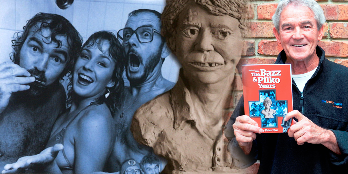 Barry Ion with Peter Plus's book, and (left) images from the cover.