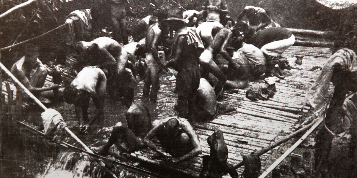 Australian PoWs who worked on the Thai-Burma Railway. Photo: AAP/George Aspinall/Tim Bowden