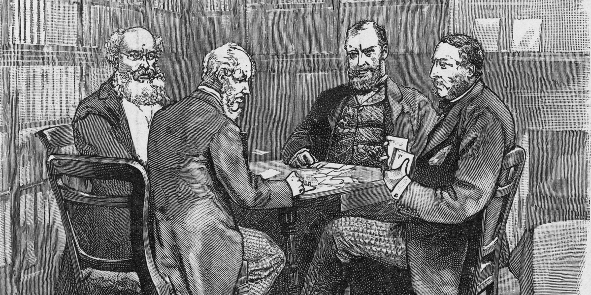 British through and through: Anthony Trollope (far left) playing whist with three friends at the Athenaeum Club in London. Photo: Mary Evans Picture Library