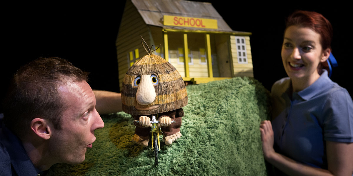 Nathan O'Keefe and Ellen Steele in 'Grug and the Rainbow'. Photo Shane Reid