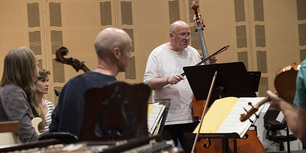 Gavin Bryars in rehearsal for Jesus' Blood Never Failed Me Yet. Photo: Shane Reid / Adelaide Festival