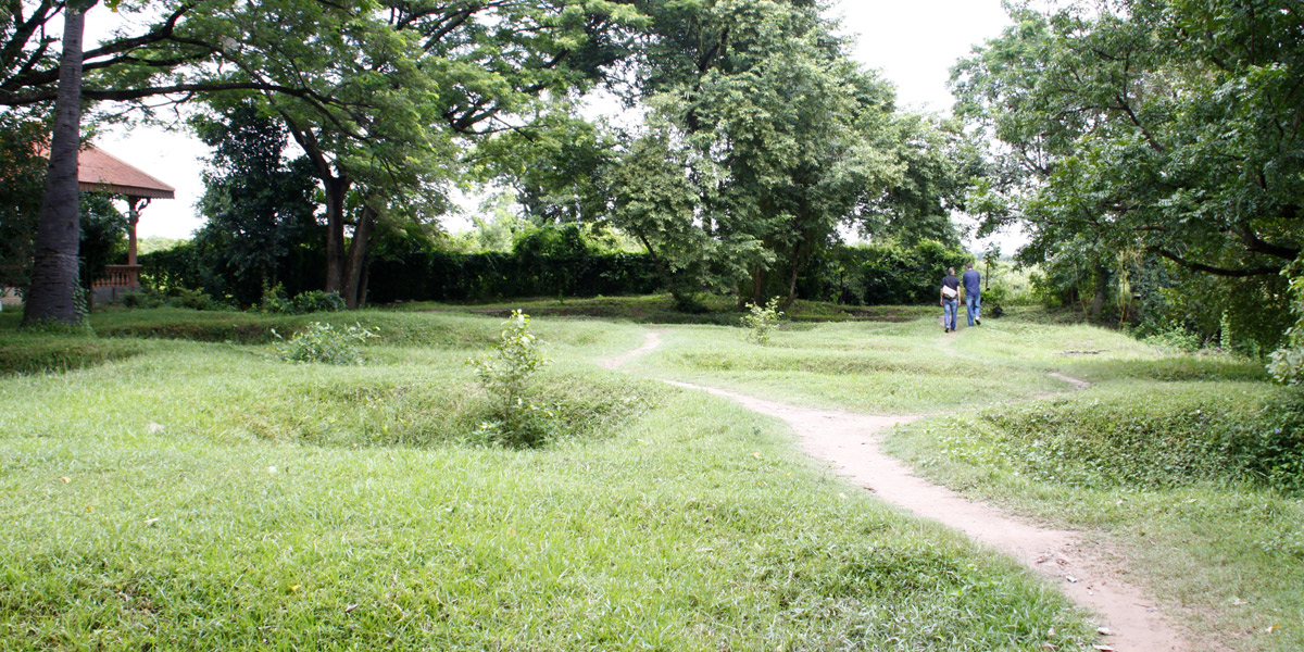 The Cheung Ek memorial site on the outskirts of Phnom Penh, Cambodia. Photo: AAP