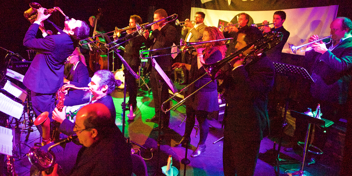 The Mike Stewart Big Band in action. Photo: Peter Tee