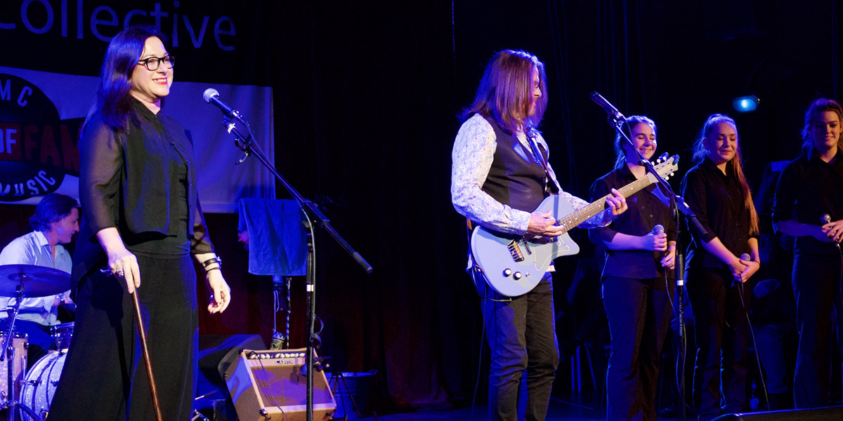 Gill Hicks performed new song “I Want to Tell You”. Photo: Peter Tea