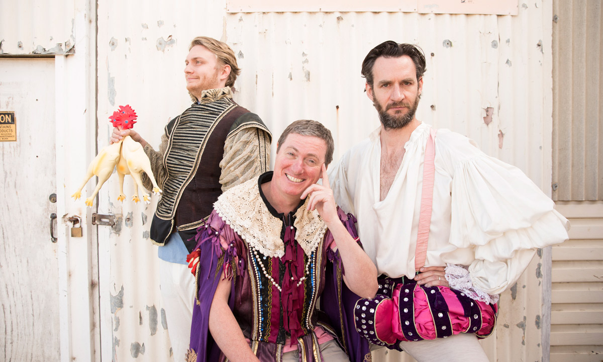 Tim Overton (left) with The Popular Mechanicals castmates Rory Walker and Charlie Mayer.