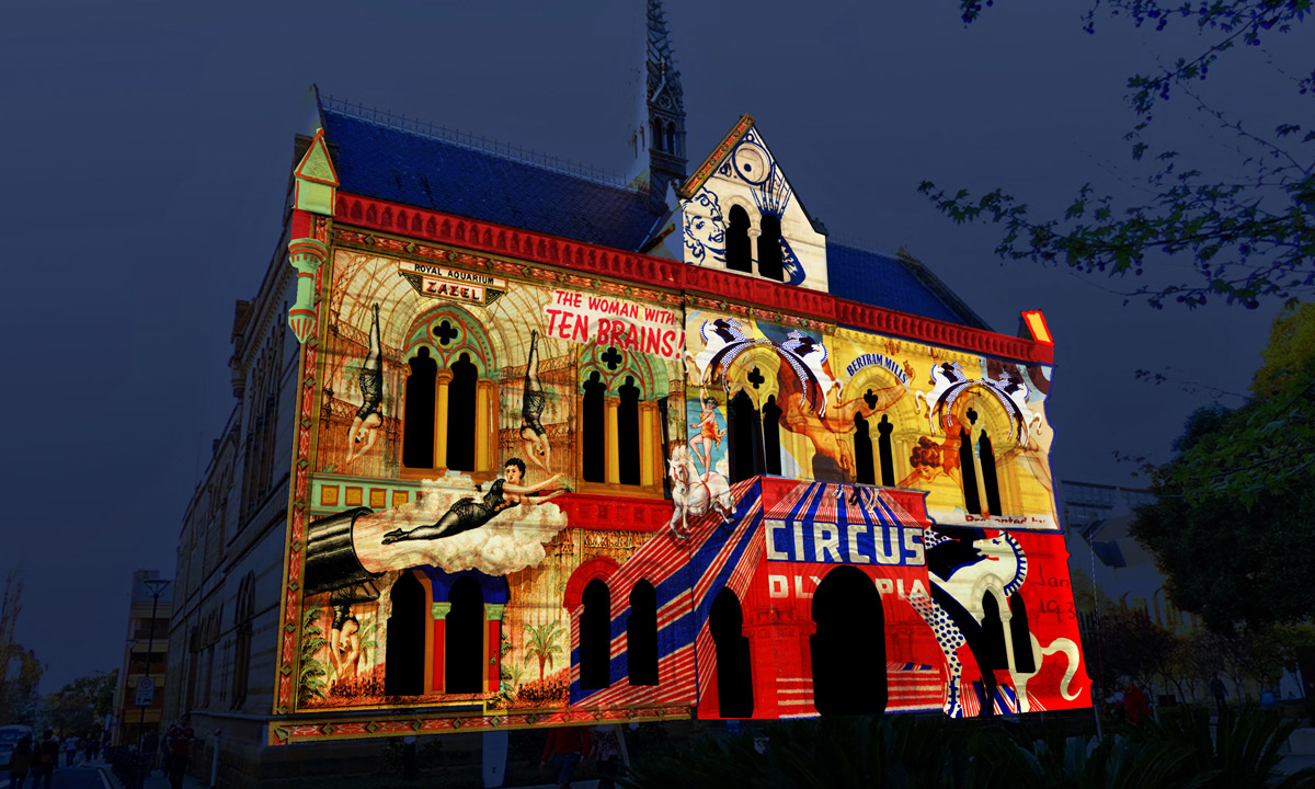 A mock-up of the Fringe Illuminations which will light up North Terrace. 