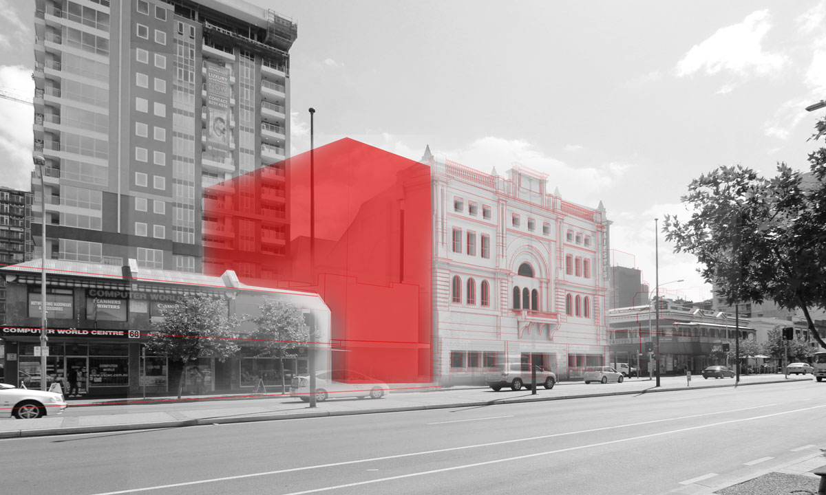 A photo montage showing the planned extension to Her Majesty's Theatre. Photo: supplied
