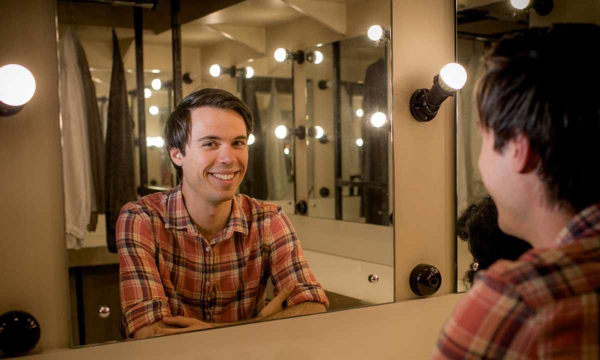 Phillip Kavanagh prepares for the opening of his new adaptation of Molière’s Tartuffe at the Dunstan Playhouse. Photo by Kate Pardey, courtesy STC