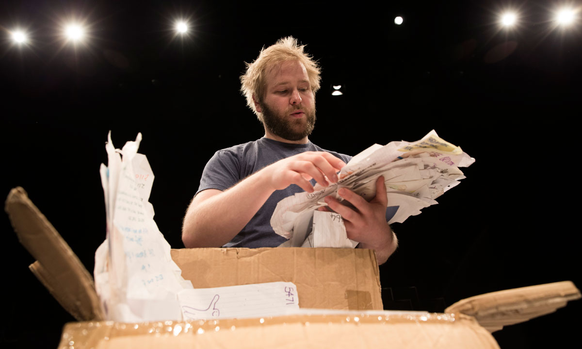 Actor James Rowland in Every Brilliant Thing at Adelaide's Space Theatre. Photo: Shane Reid
