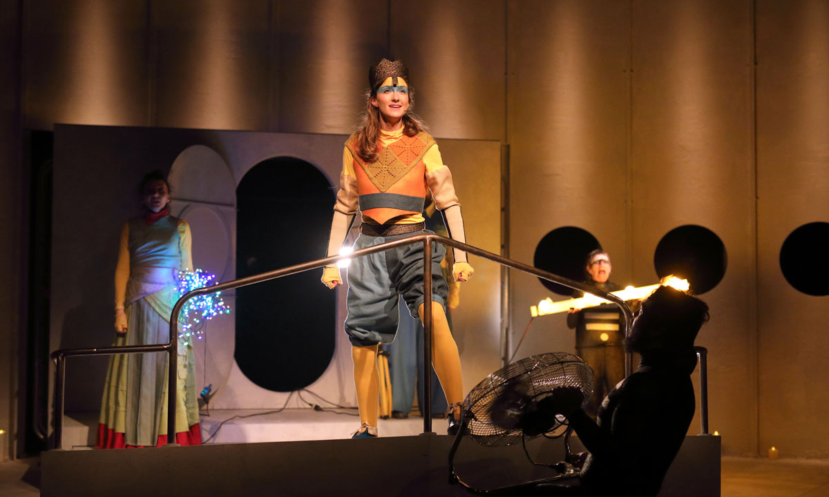 Esther Hannaford, with Paula Arundell and Jacqy Phillips, in Mr Burns. Photo: Tony Lewis