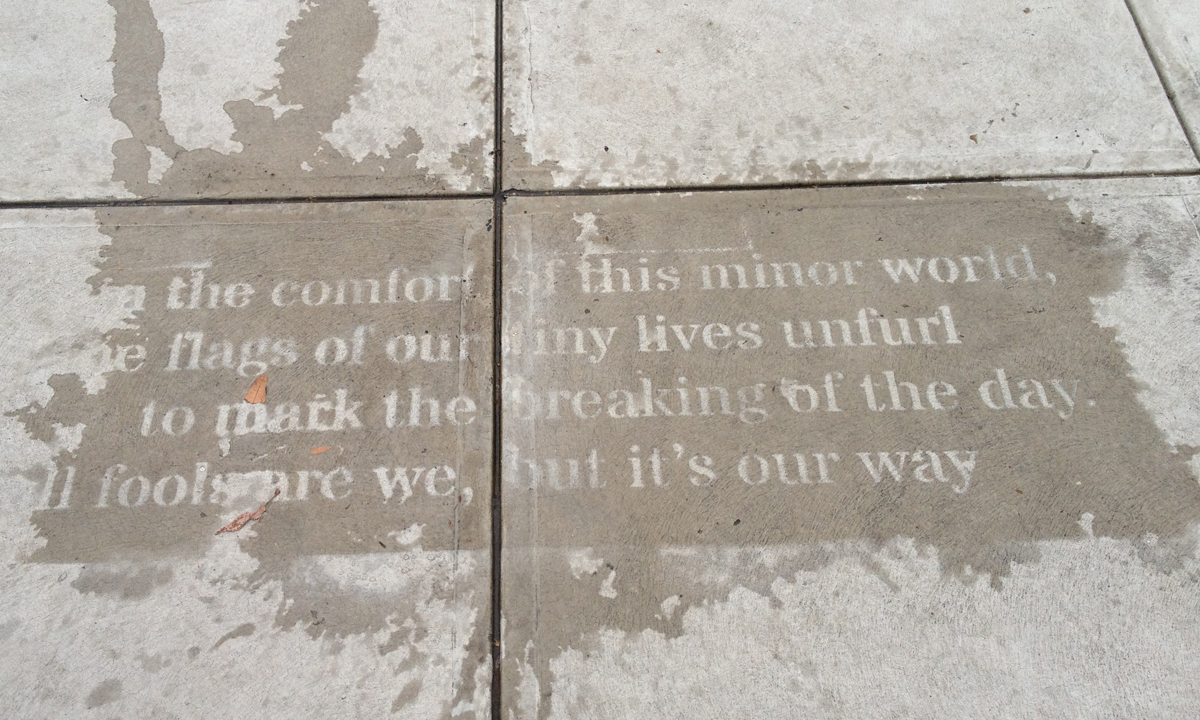 A partially exposed Raining Poetry poem - 'This Minor World', by David Burne.