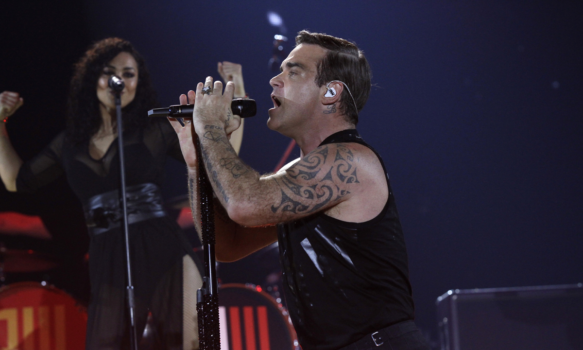 Robbie Williams performing a concert in Paris last month. Photo: Newzulu