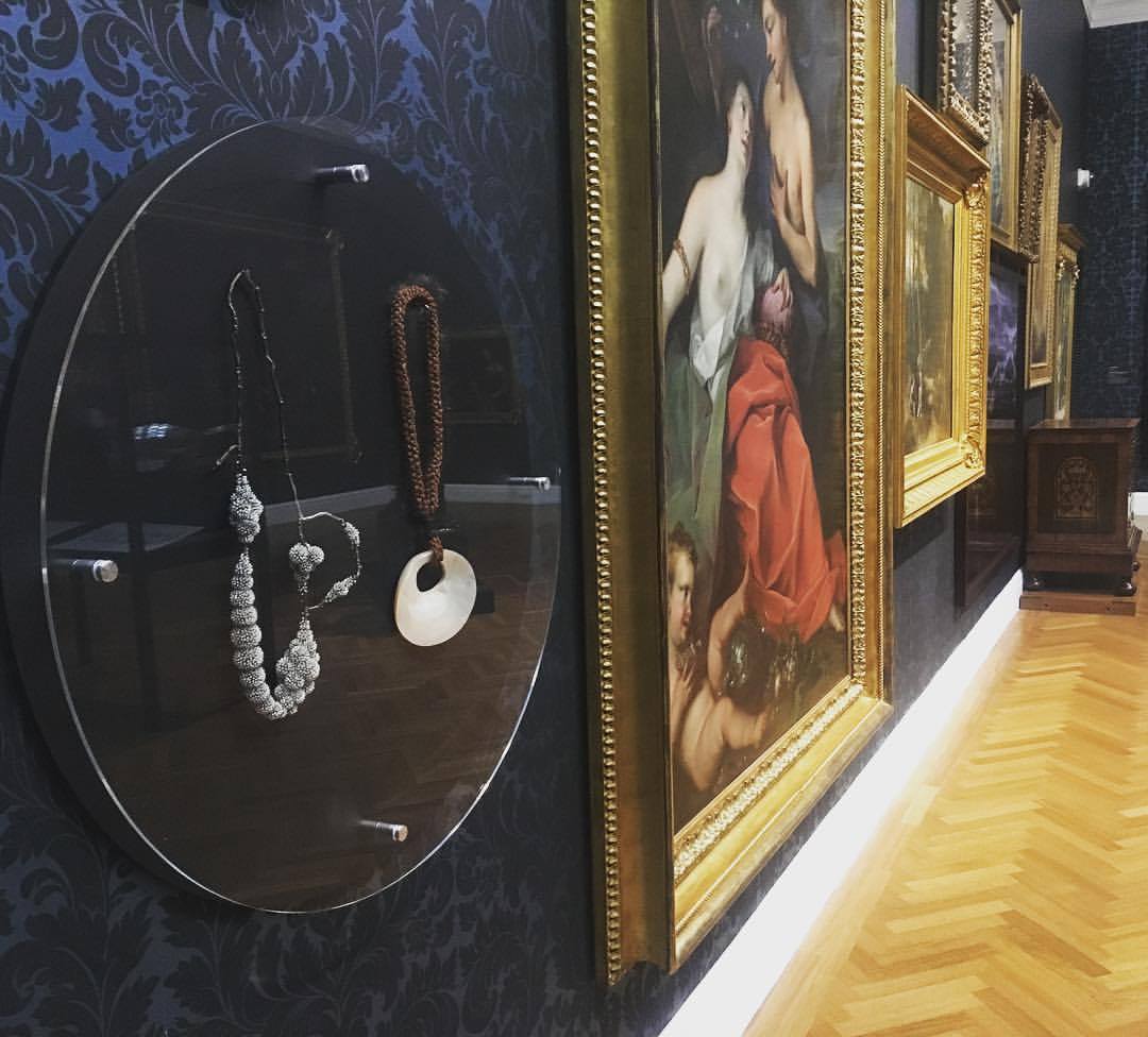Two pieces from the Daalder Contemporary Jewellery Collection on display in the Art Gallery of SA