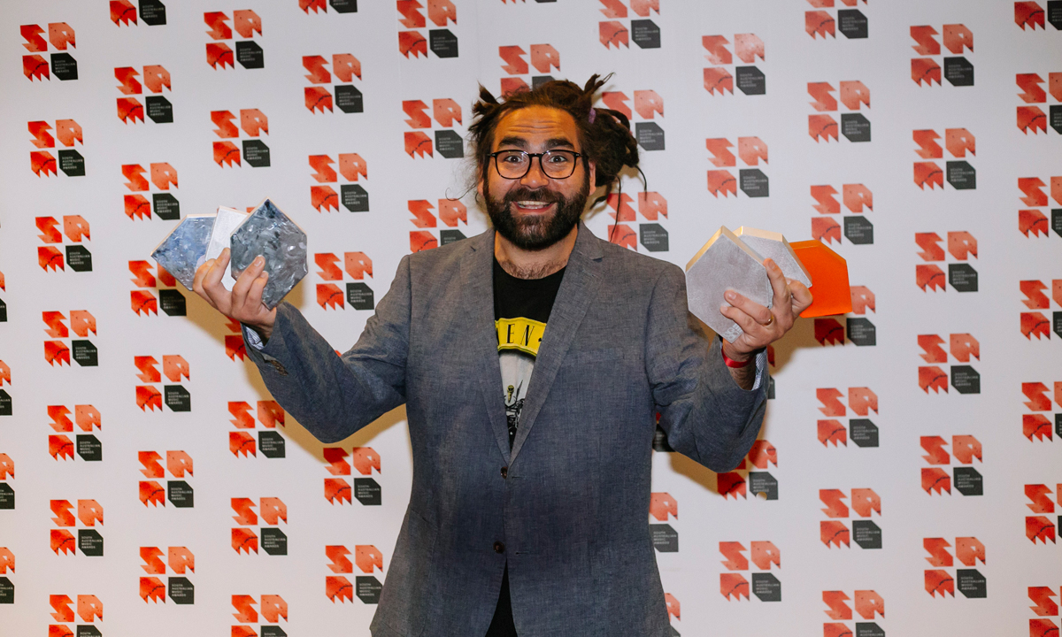 AB Original member Trials with the duo's SAM Awards. Photo: Lauren Connelly