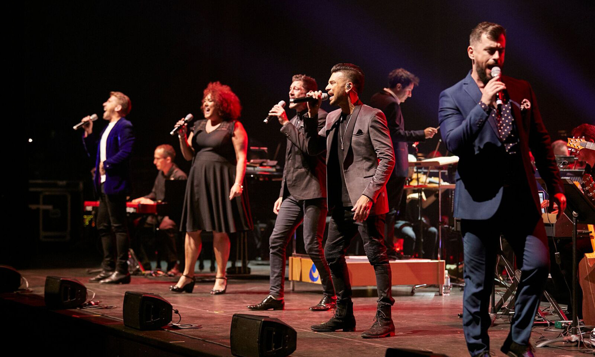 The singing cast of George Michael: Listen to Your Heart. Photo: Claudio Raschella