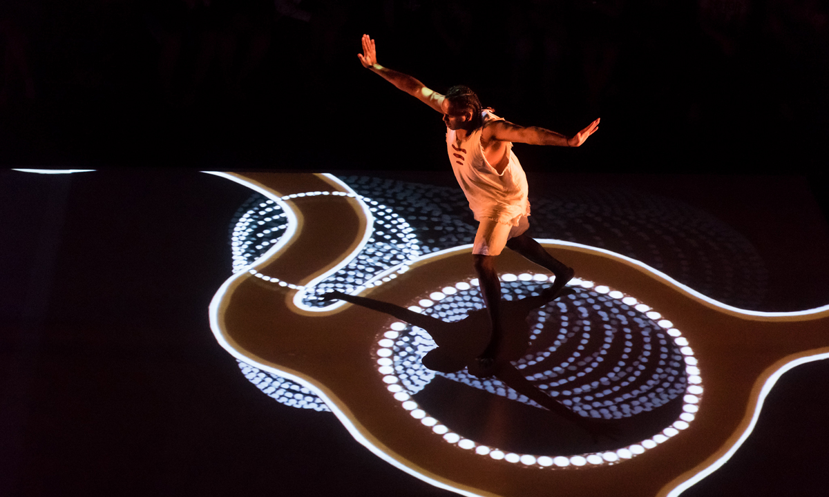 Dancer Sani Ray Townson performs in Saltbush - Children's Cheering Carpet. Photo: Paulo Barbuto
