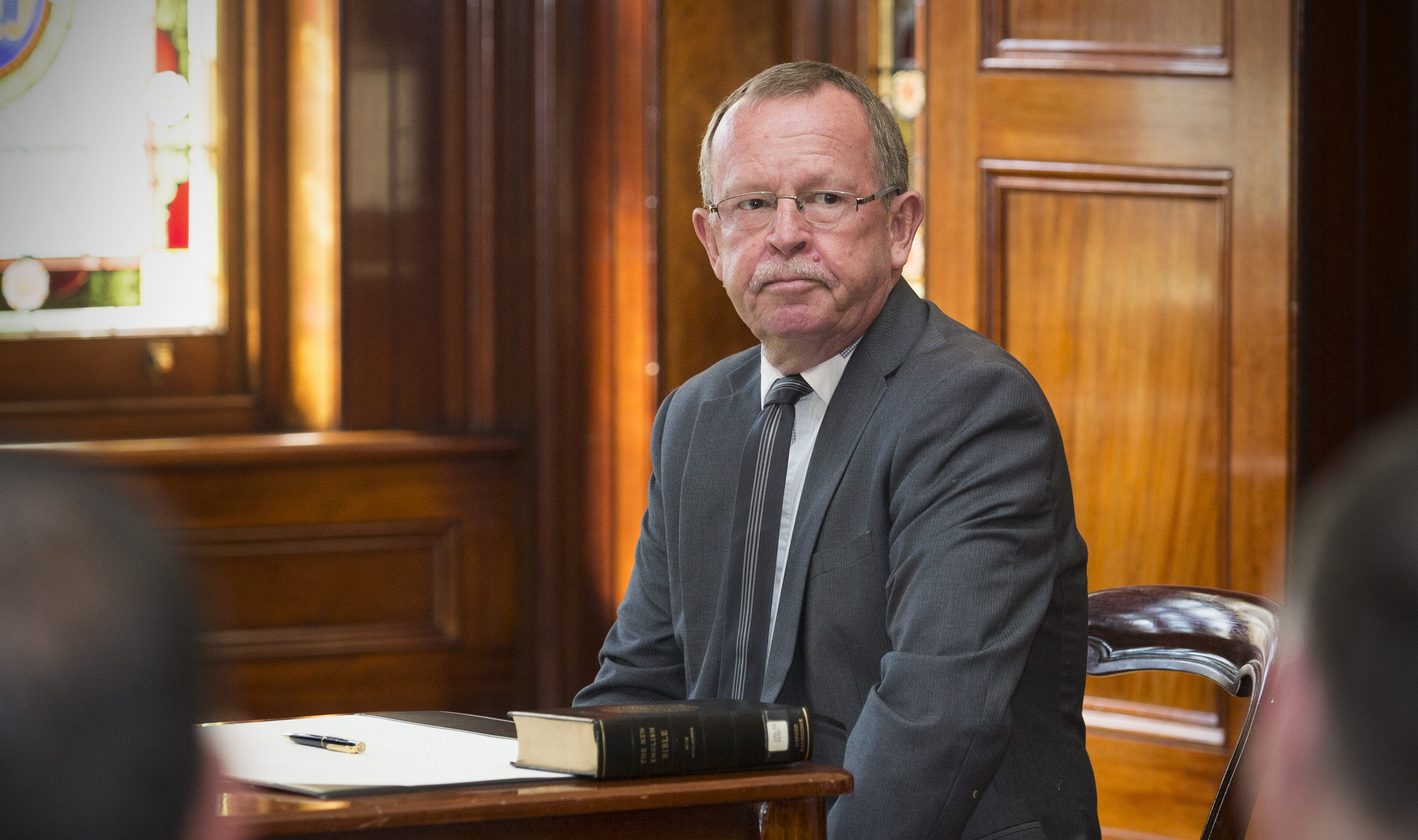 Geoff Brock after being sworn into Jay Weatherill's cabinet at Government House in 2014. Photo: Ben Macmahon / AAP