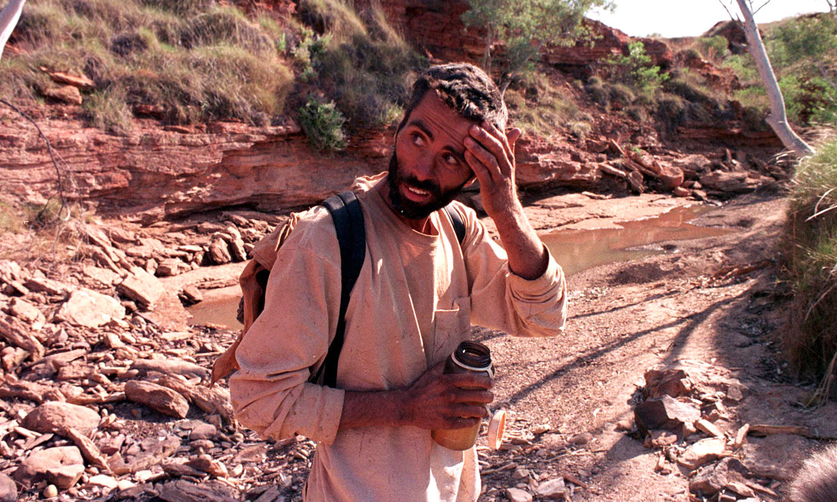 Robert Bogucki near the water hole where he was found. Photo: Robert Duncan / AAP