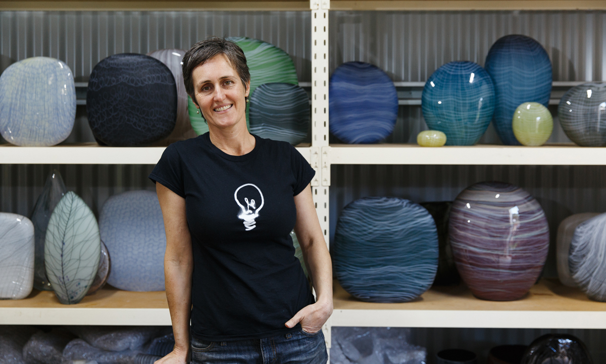 Glass artist Clare Belfrage. Photo: Jonathon VDK, courtesy Guildhouse