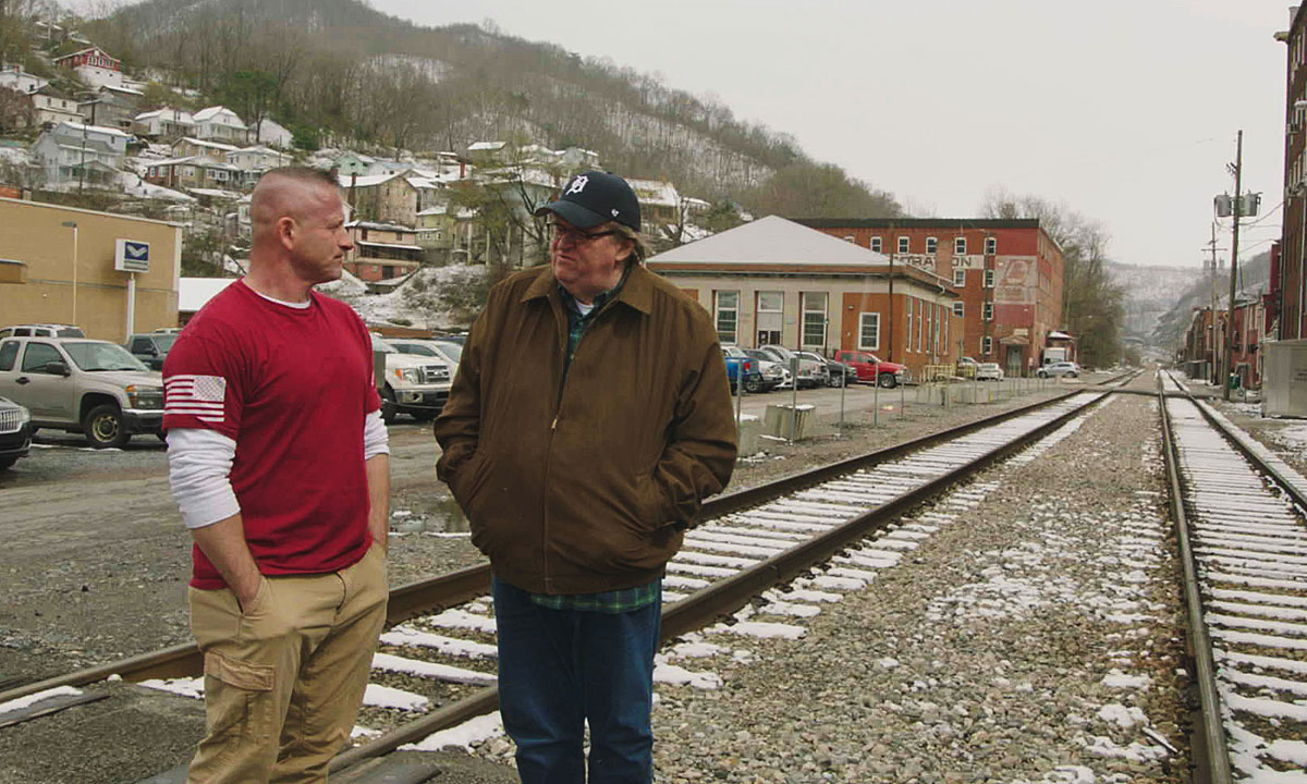 Michael Moore with West Virginia State Senator Richard Ojeda in Fahrenheit 11/9.