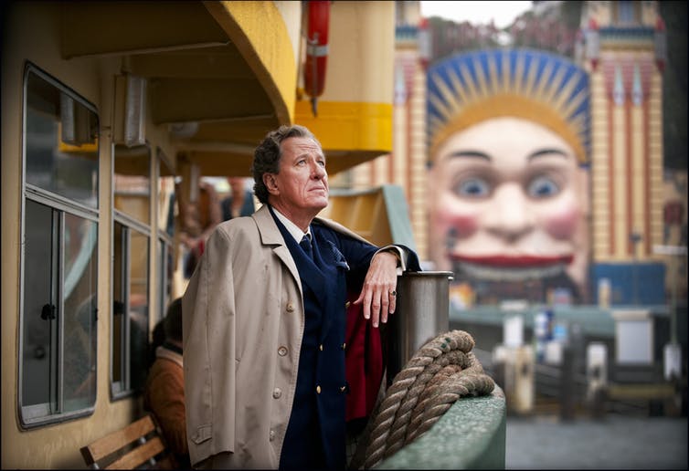 Geoffrey Rush as Basil Hunter on a ferry near Luna Park, Sydney, in Fred Schepsi’s 'The Eye of the Storm',  2011. Photo: Matt Nettheim