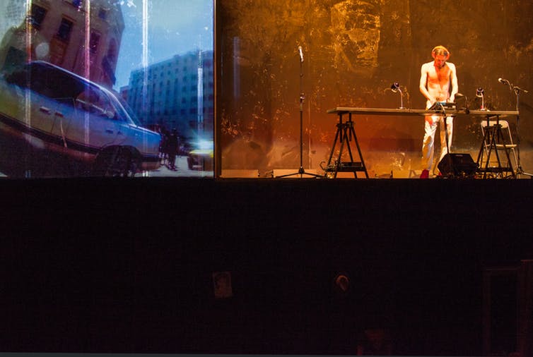 A DJ soundtrack and video clips are incorprated in While I Was Waiting. Photo:  Didier Nadeau