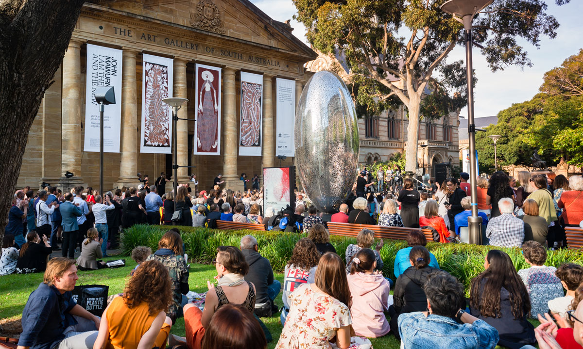 'Who we are is where we are': The opening of Tarnanthi at the Art Gallery of SA. Photo: Nat Rogers