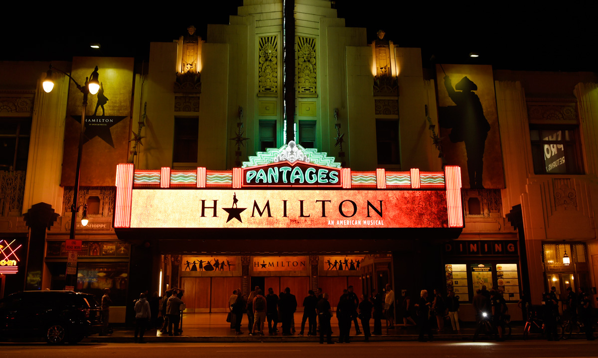 Hamilton: An American Musical during its LA season. Photo: AP