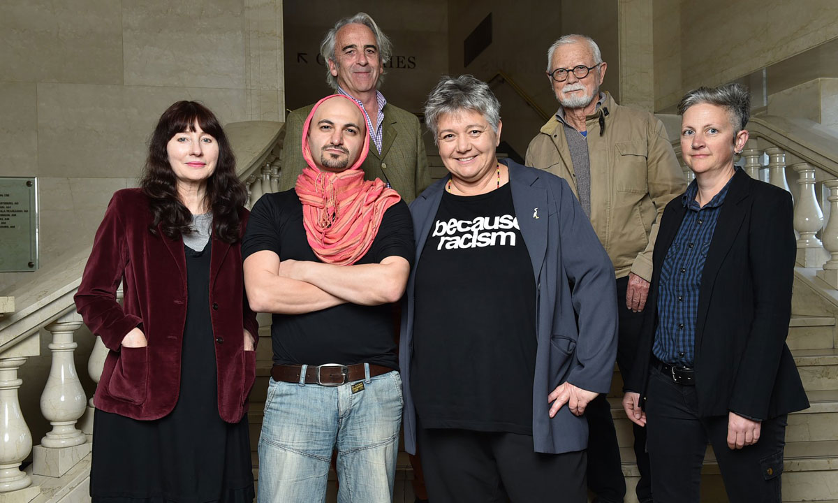 Authors Michael Mohammed Ahmad, Gail Jones, Gregory Day, Melissa Lucashenko, Rodney Hall and Jennifer Mills. Photo courtesy Miles Franklin / Belinda Rolland