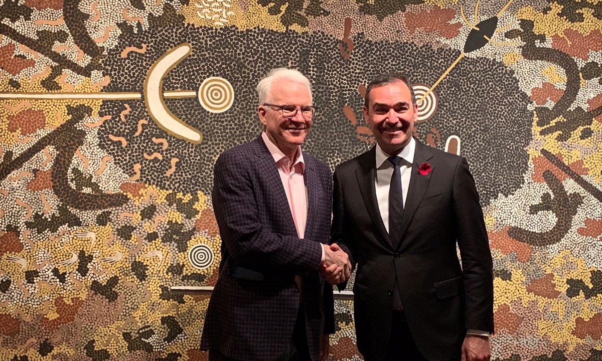 Thumbnail for Actor Steve Martin tours AGSA’s Tarnanthi display