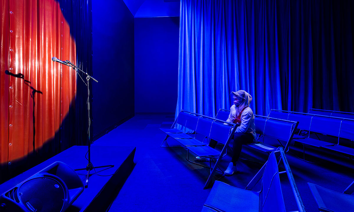Abdul Abdullah’s human-monkey hybrid Understudy in the 2020 Adelaide Biennial at the AGSA. Photo: Saul Steed