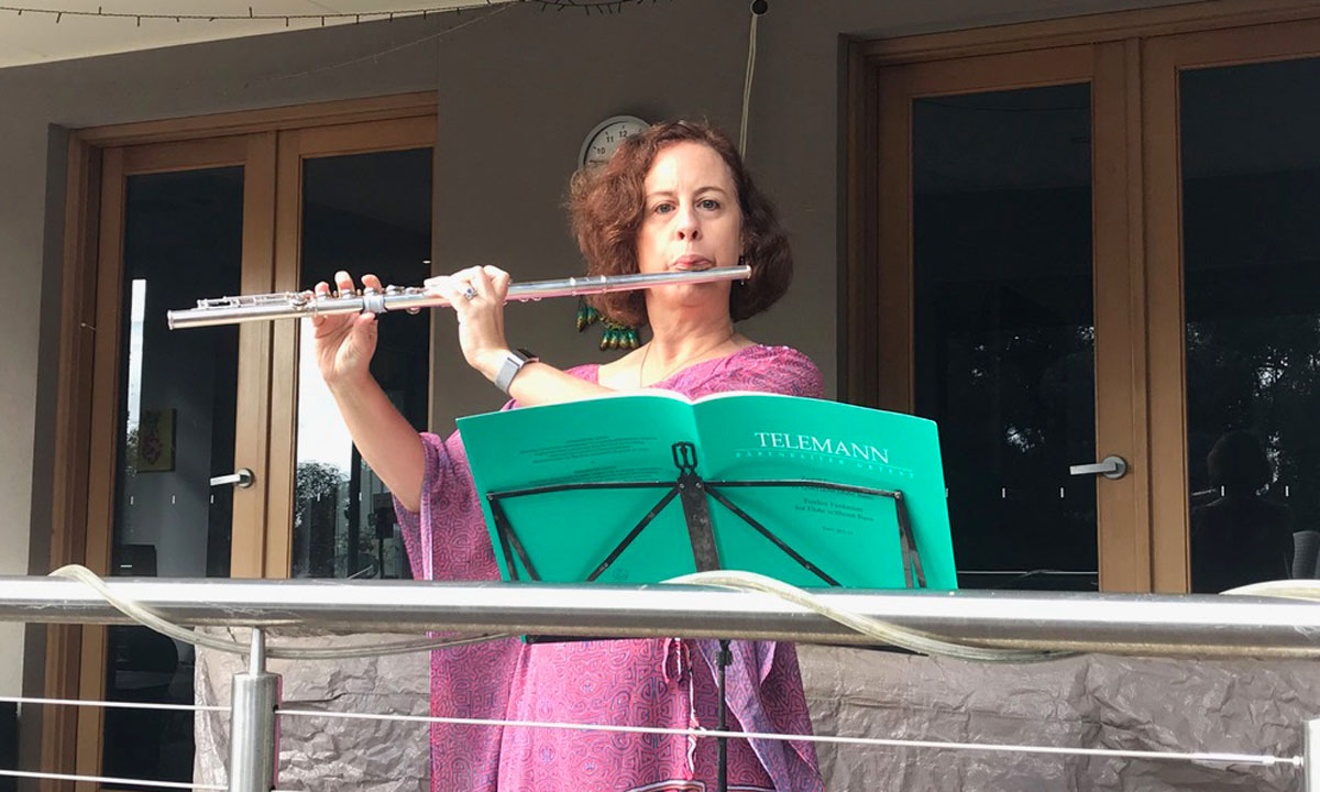 Julia Grenfell recently played a small concert for her neighbours from her verandah.