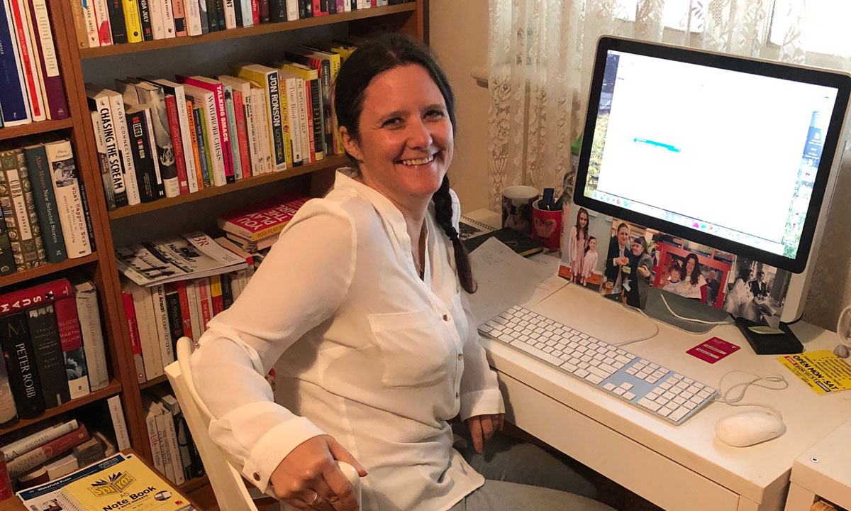 Jo Case, perfecting the art of bookselling from home. 