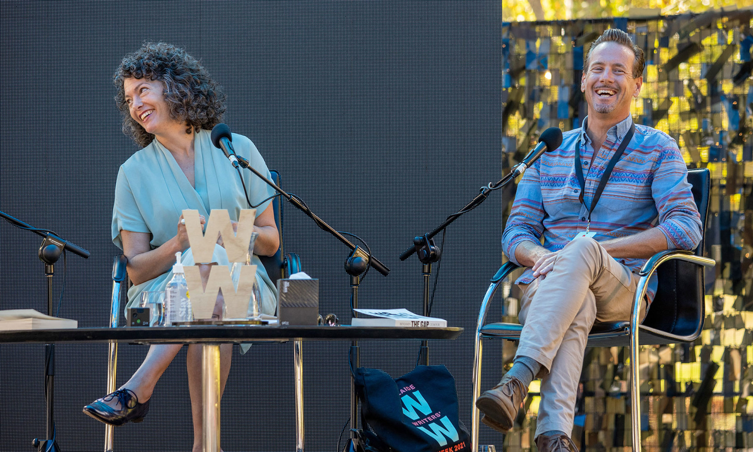 Rachael Mead and Ben Gilmour during their 'First on the Scene' session at Adelaide Writers' Week. Photo: Tony Lewis 