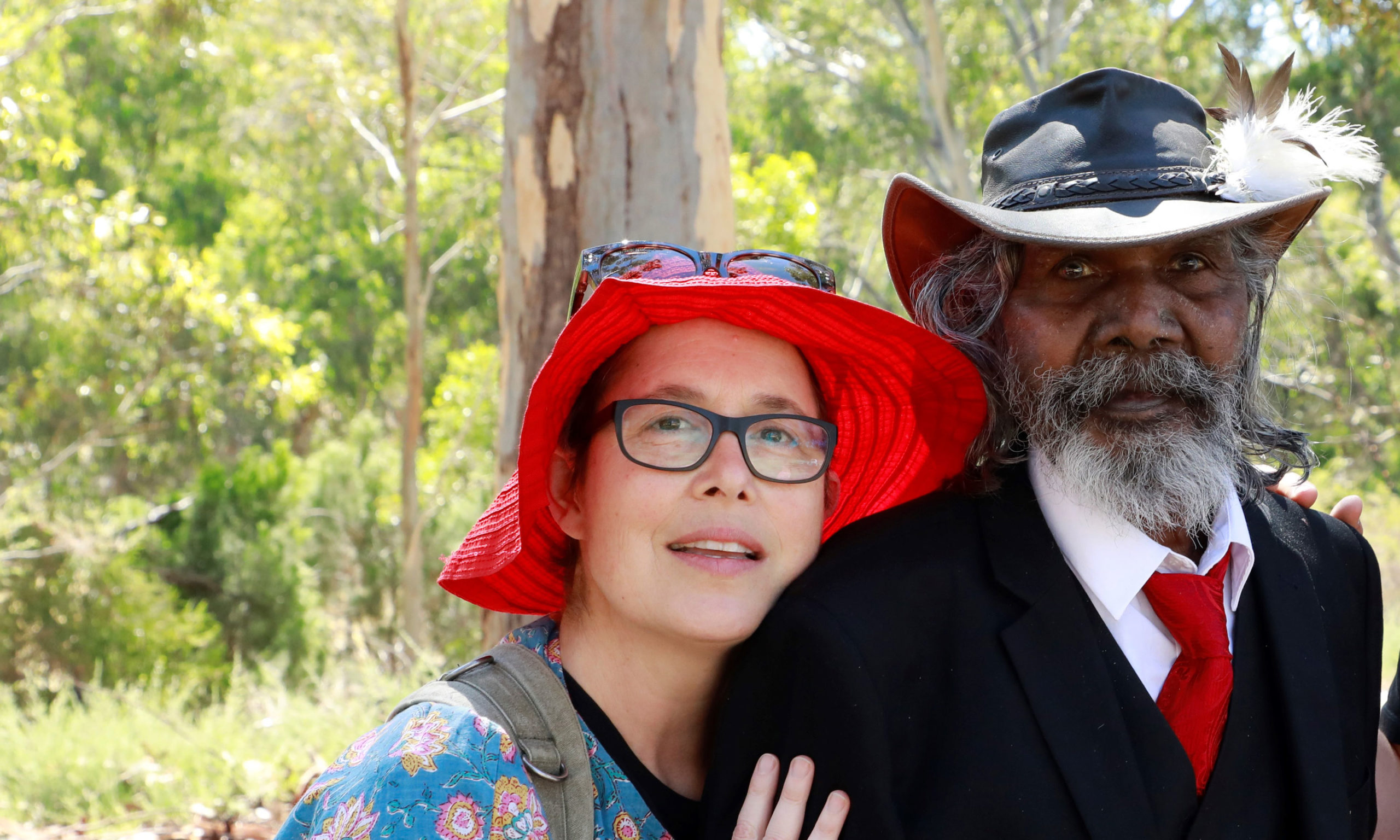 Film director Molly Reynolds with actor David Gulpilil.