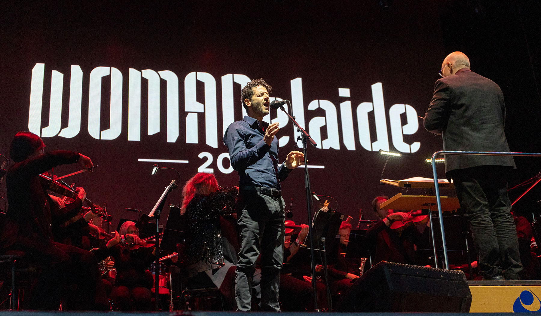 Lior with composer Nigel Westlake leading the Adelaide Symphony Orchestra on Friday night. Photo: Tony Lewis/InDaily