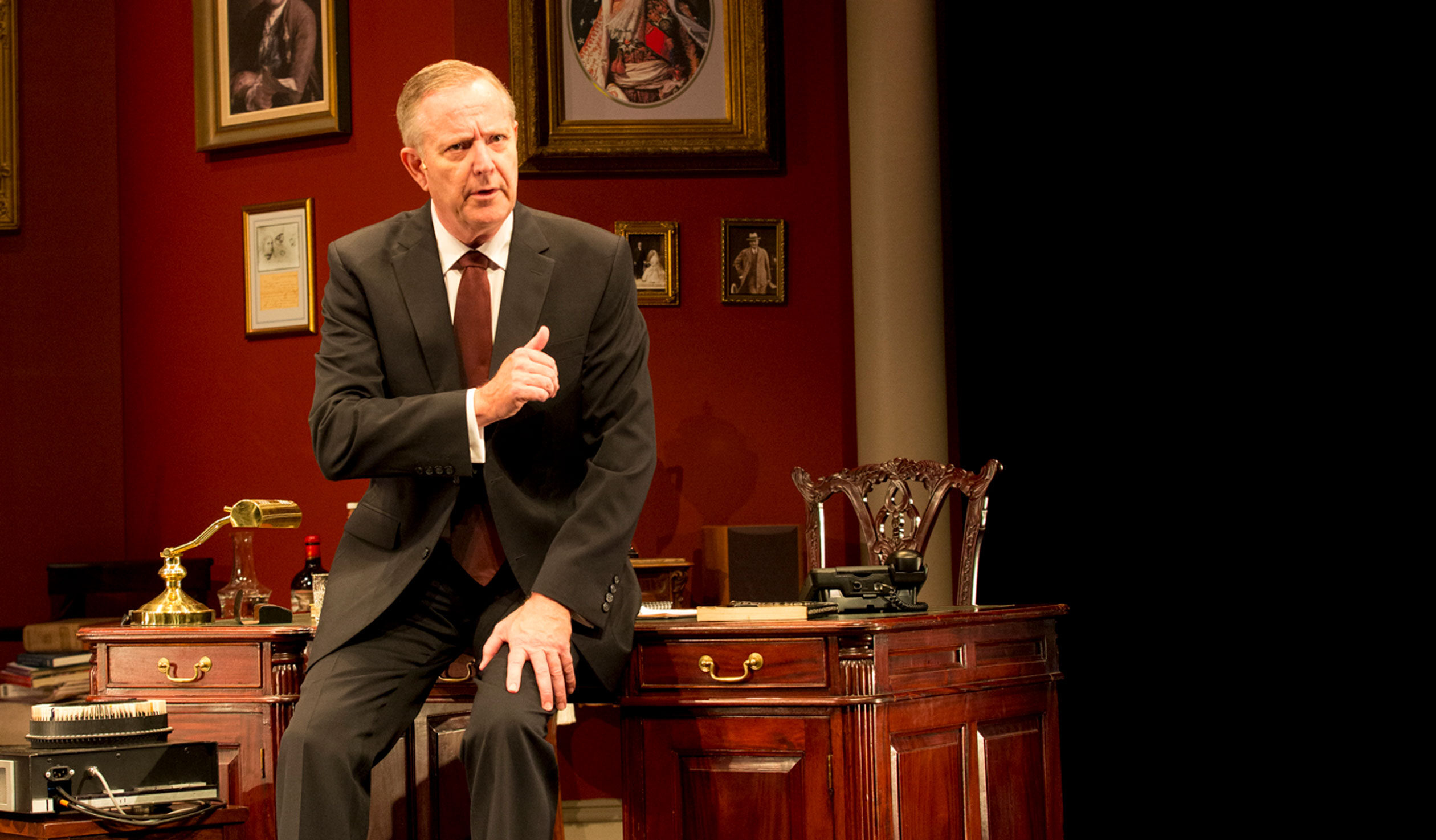 The Gospel According to Paul: Jonathan Biggins embodies Paul Keating on a set that aptly captures the former PM's aesthetic. Photo: Brett Boardman