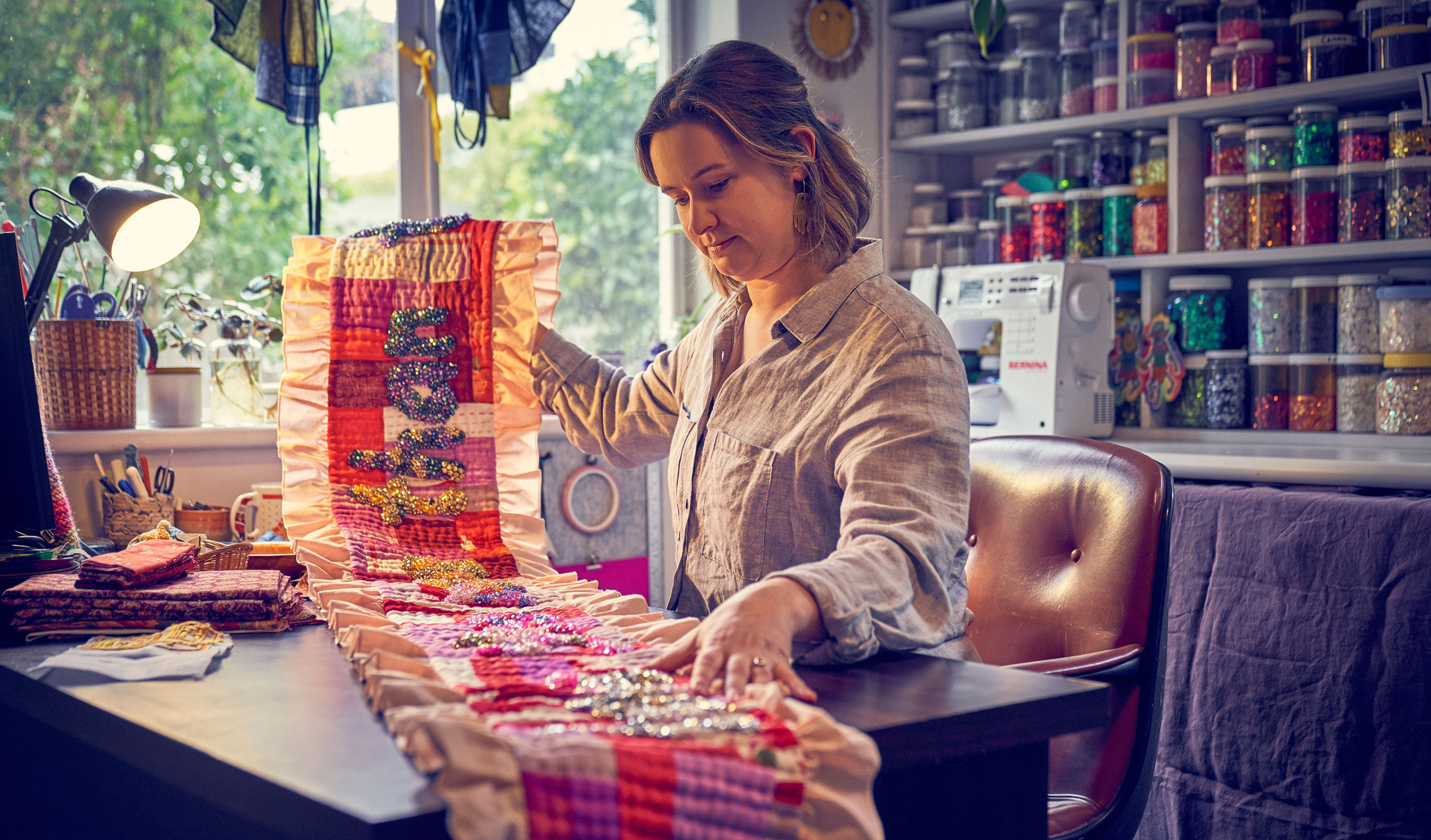 One of Carly Snoswell's recent projects is a metre-long banner with the words ‘I love you more than this’. Photo: Aubrey Jonsson
