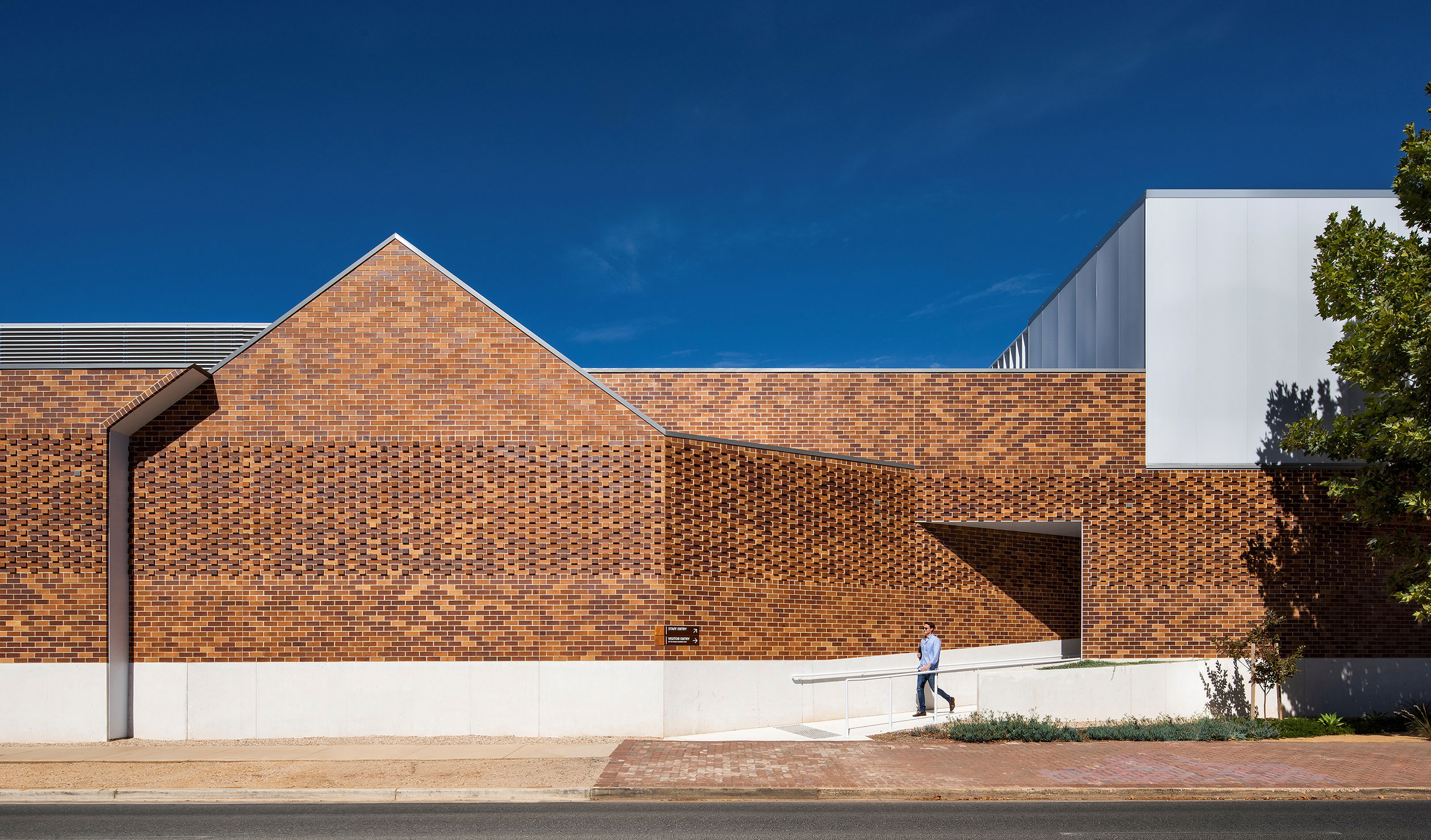 JPE Design Studio utilised robust feature brickwork in its design for the Meals on Wheels SA headquarters on Sir Donald Bradman Drive. Photo: David Sievers