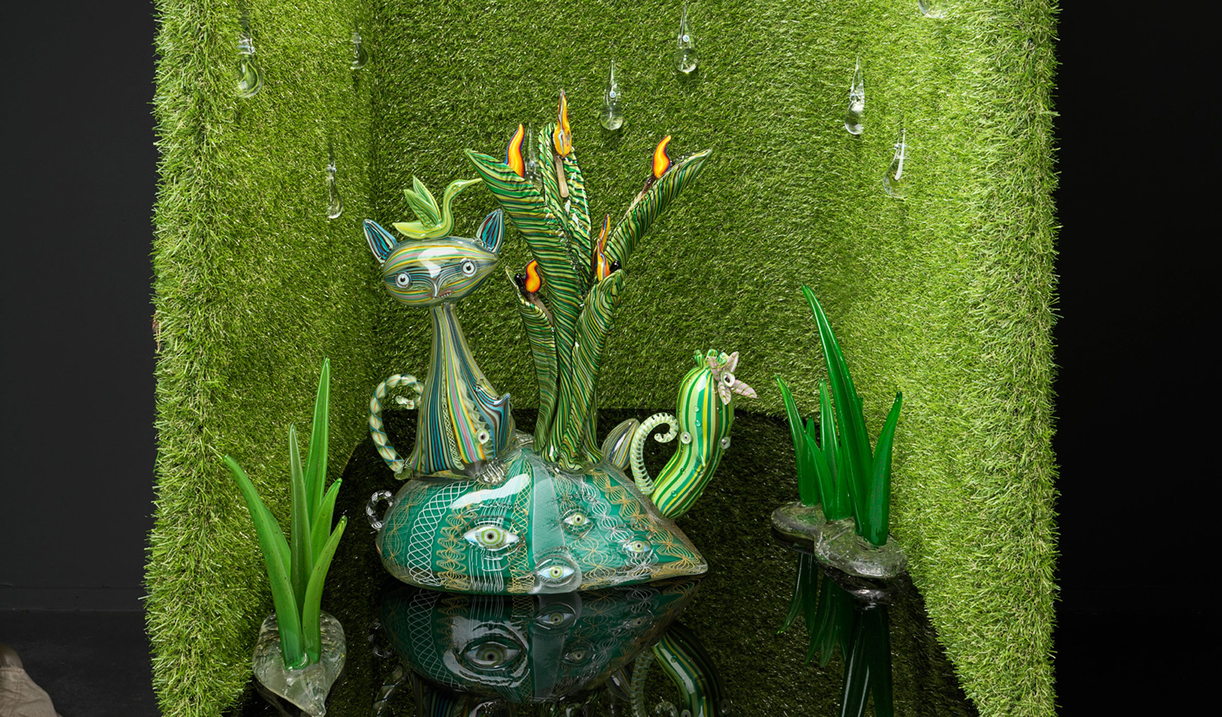 Tom Moore's 'Moffy Pond' (detail) - part of the exhibition in the phone booths at Adelaide Railway Station. Photo: Grant Hancock