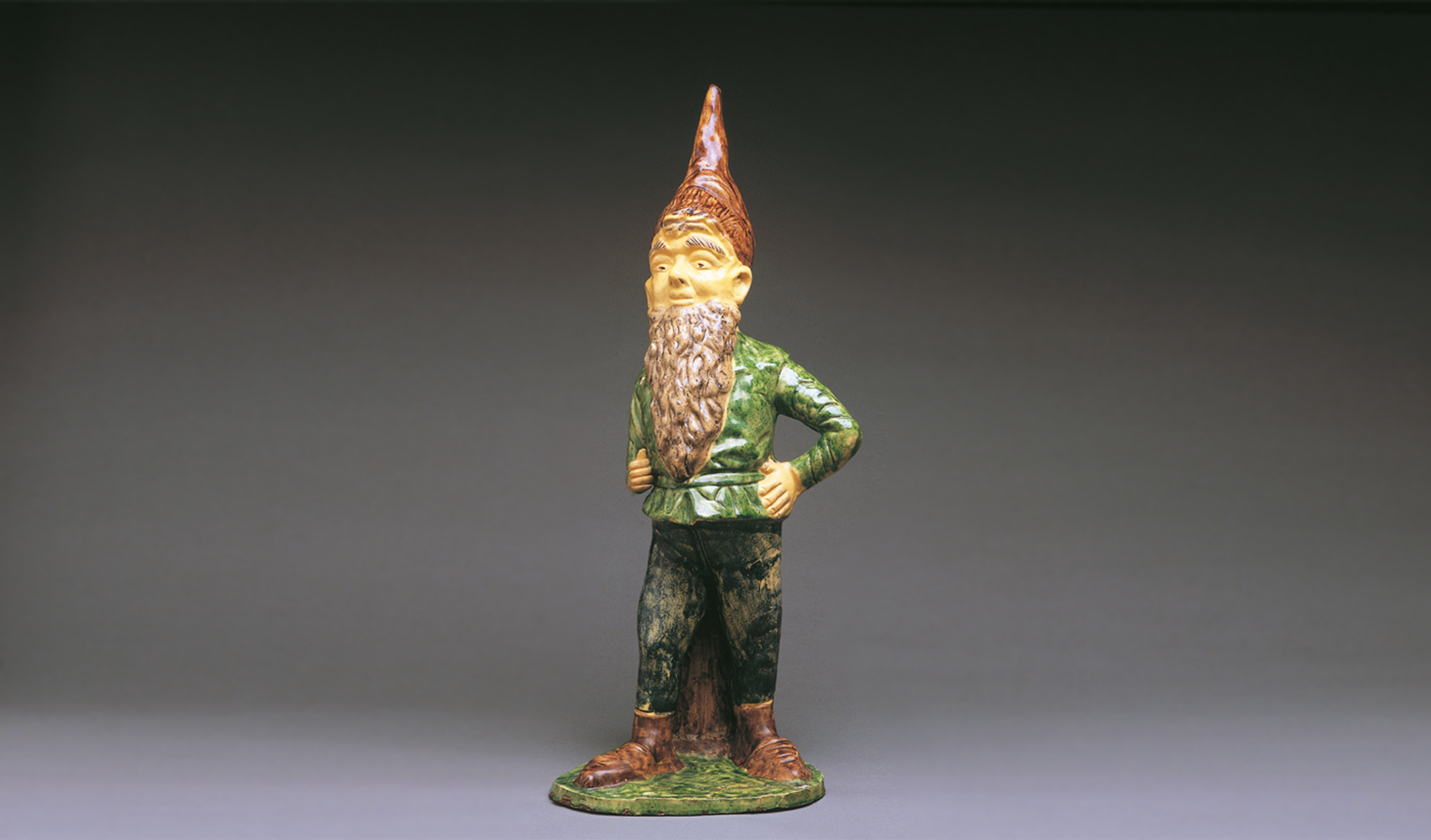 Vernacular Visions: Thomas George Duffy Bosley's Gnome, 1938, Adelaide, press-moulded and polychrome lead-glazed clay (private collection). Photo: Grant Hancock