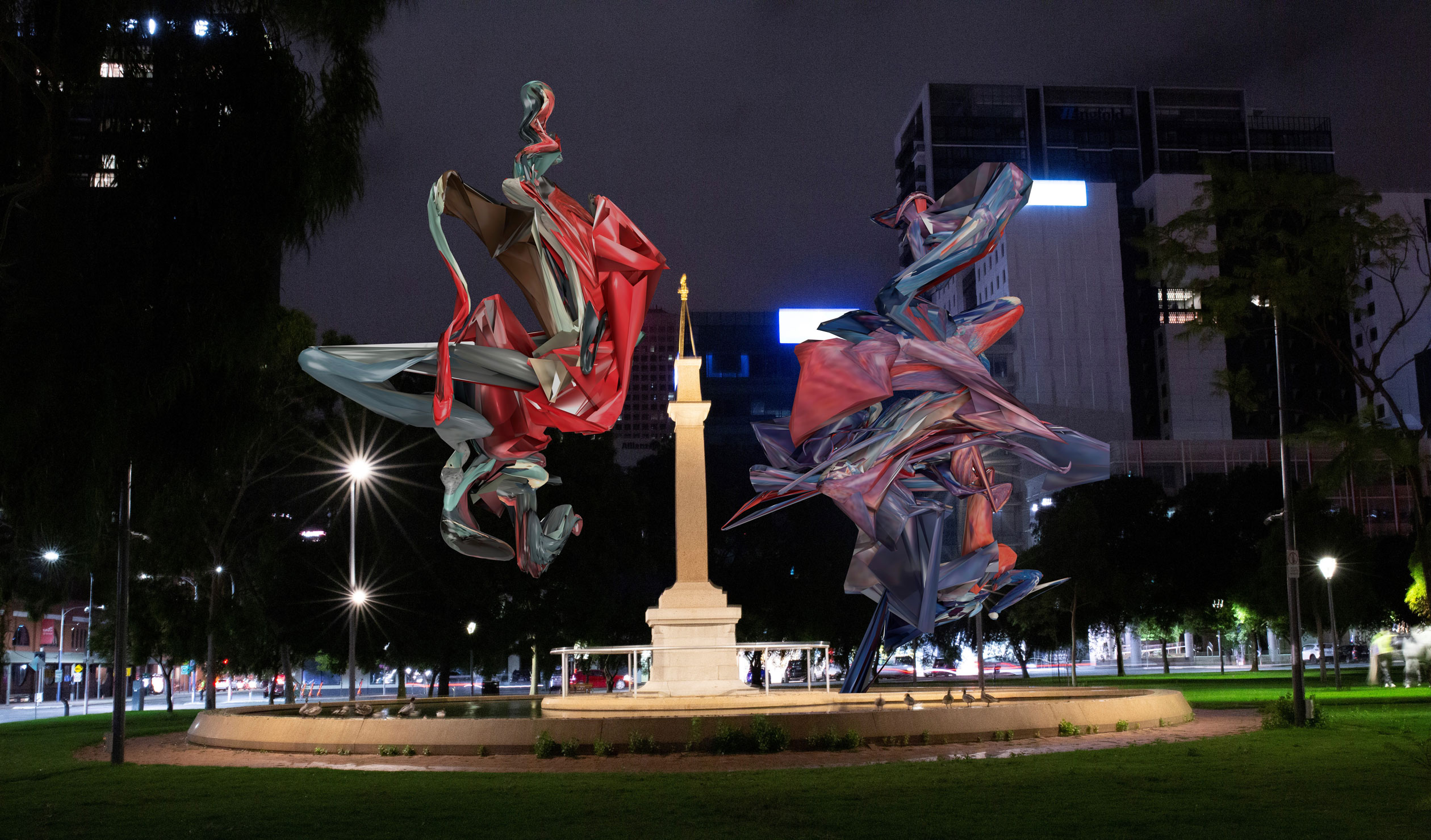 City Lights: An augmented reality work by artist Askew One, on show in Light Square as part of The Big Picture Series.