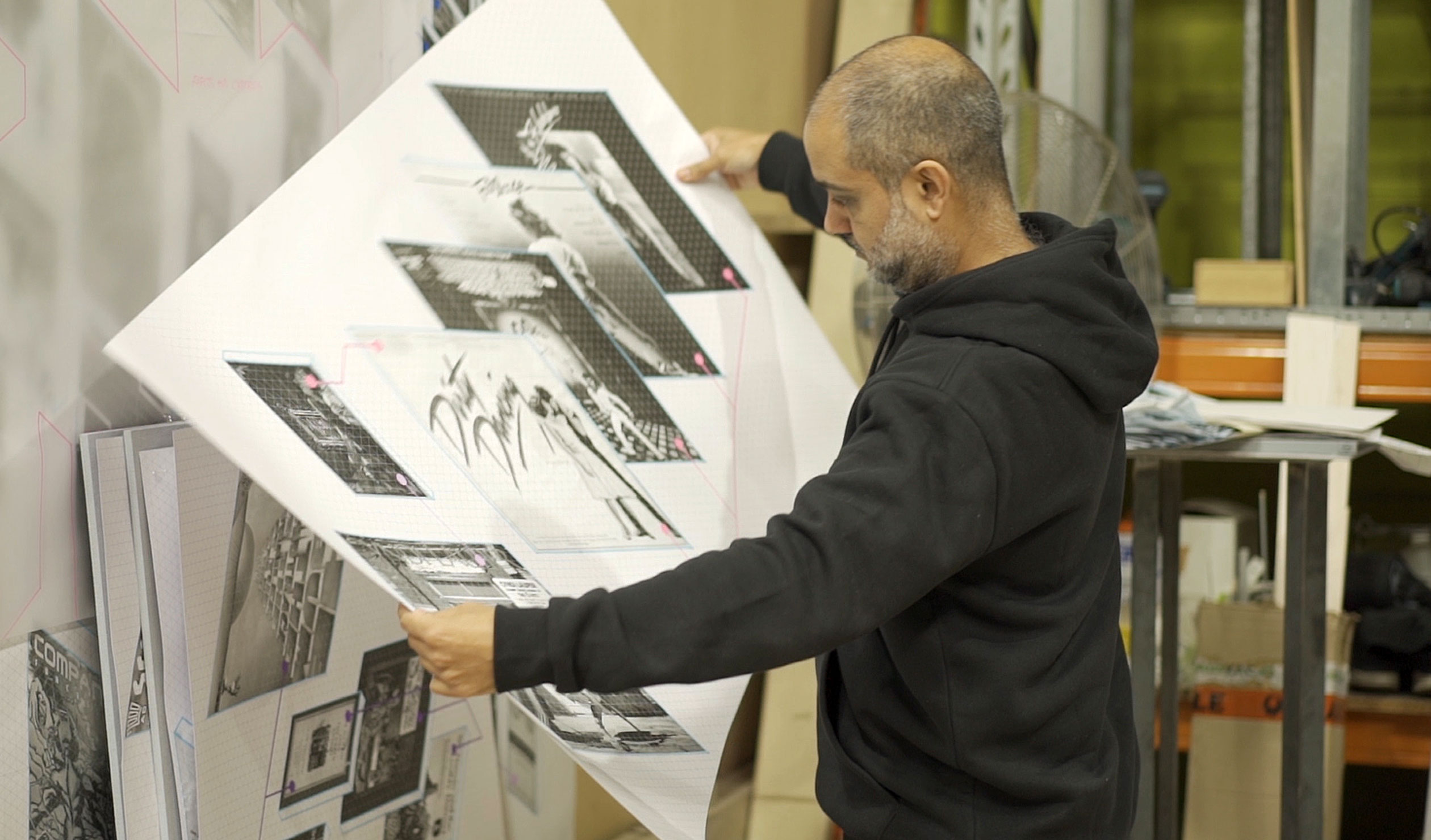 Supreme Library: Roy Ananda has spent hours in his studio working on a system that houses representations of select items from his extensive pop culture collection. Photo: Sam Roberts