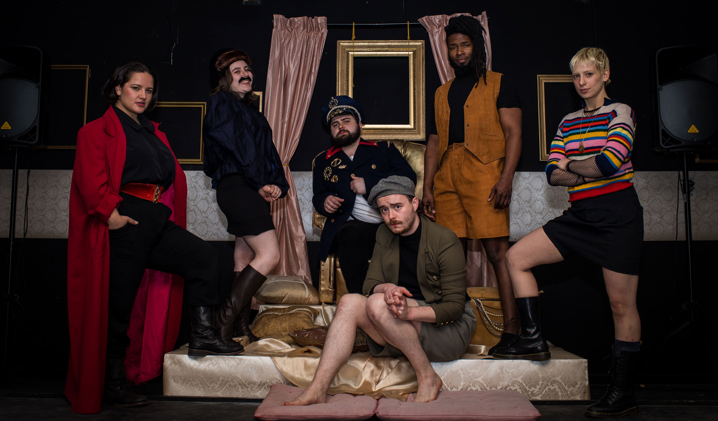 The cast of 'The Triumph of Man – A Comedy in Two Acts', which is being presented at Rumpus Theatre until September 26. Photo: Laura Franklin