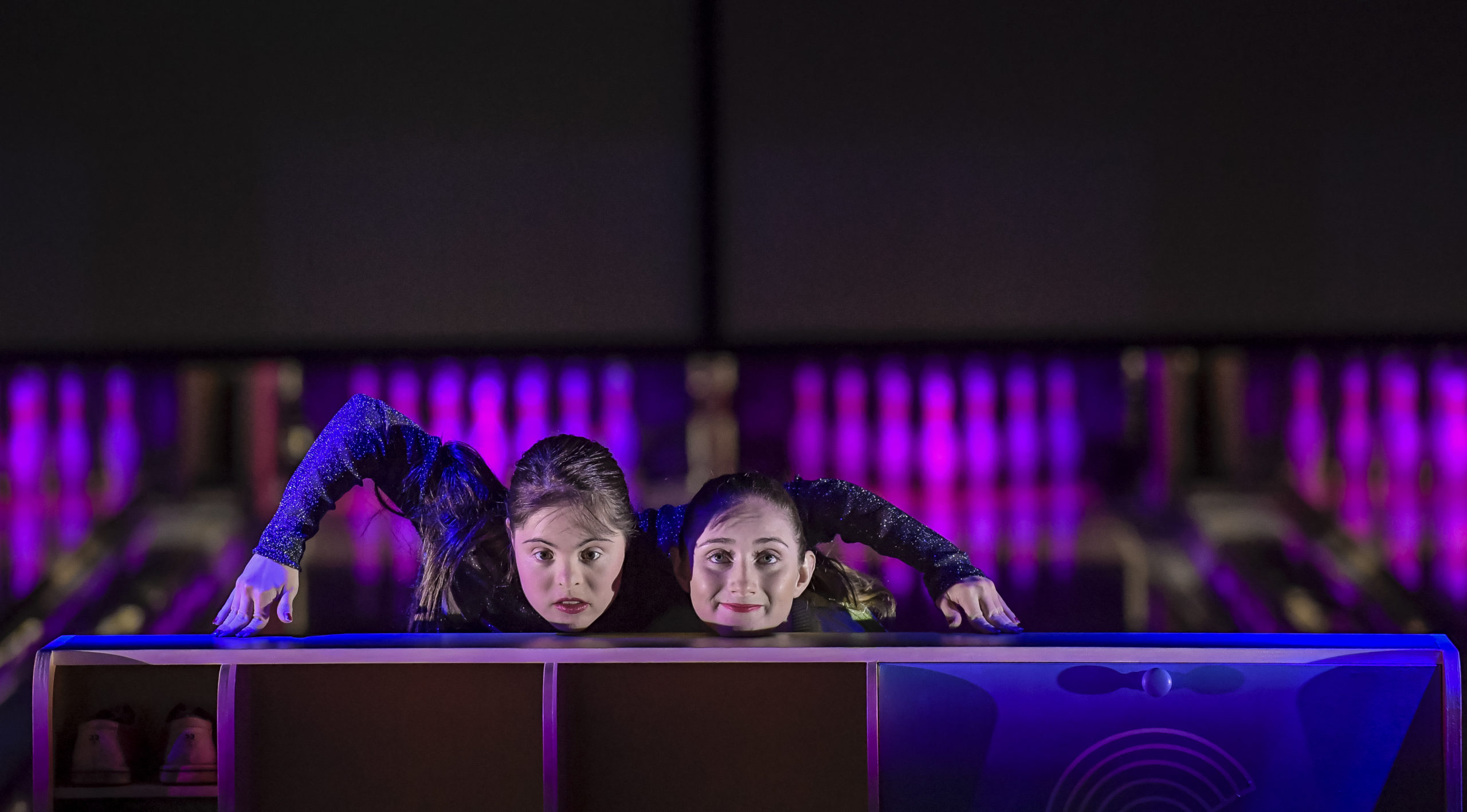 Jianna Georgiou and Kathryn Adams in Restless Dance Theatre's 2021 Adelaide Festival show Guttered, at Kingpin Norwood. Photo: Roy Vandervegt