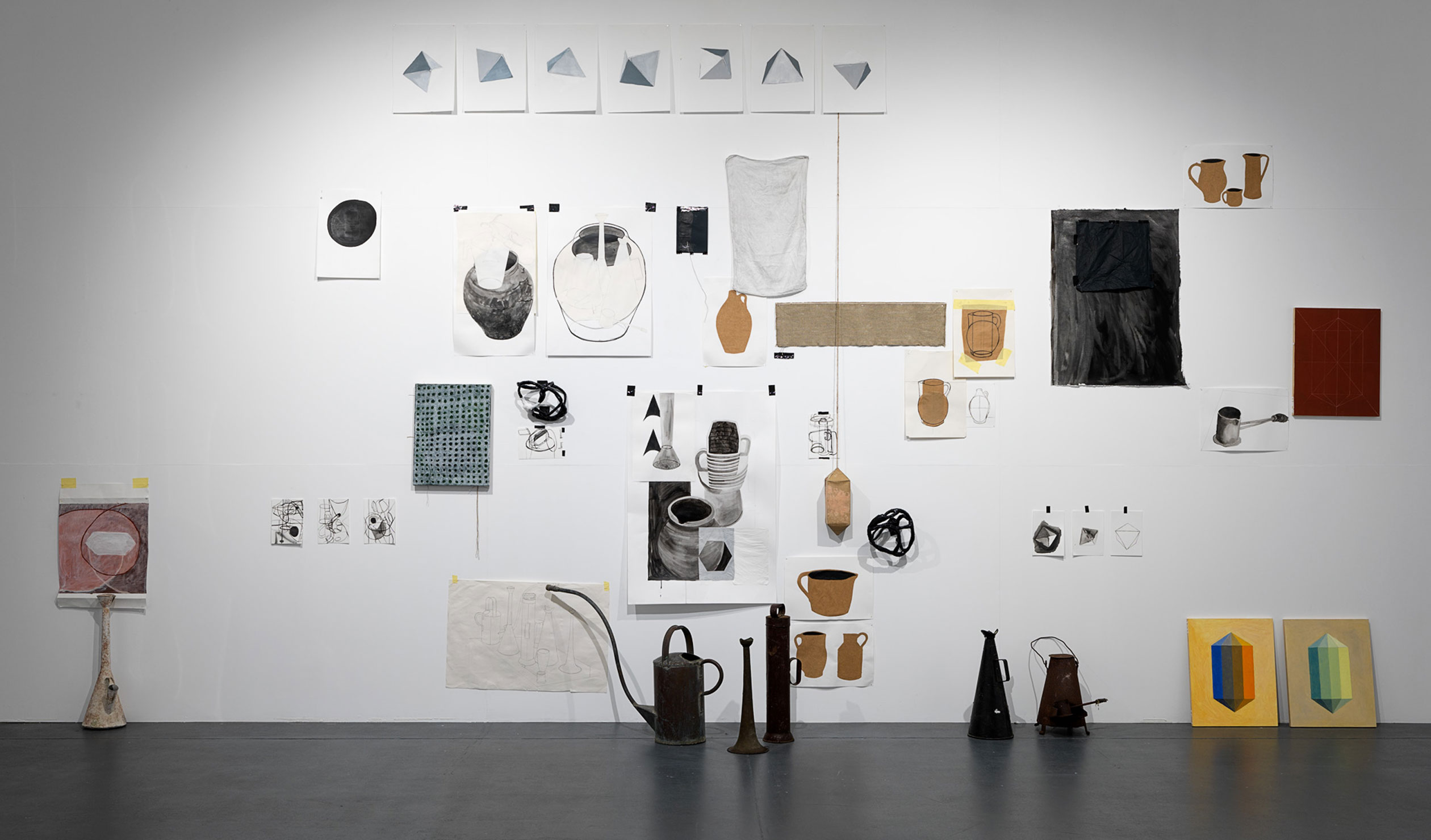 An installation view of 'Studios: 2021' at ACE Open, featuring Anna Gore's 'Installation of Studies for a Large Painting'. Photo: Grant Hancock