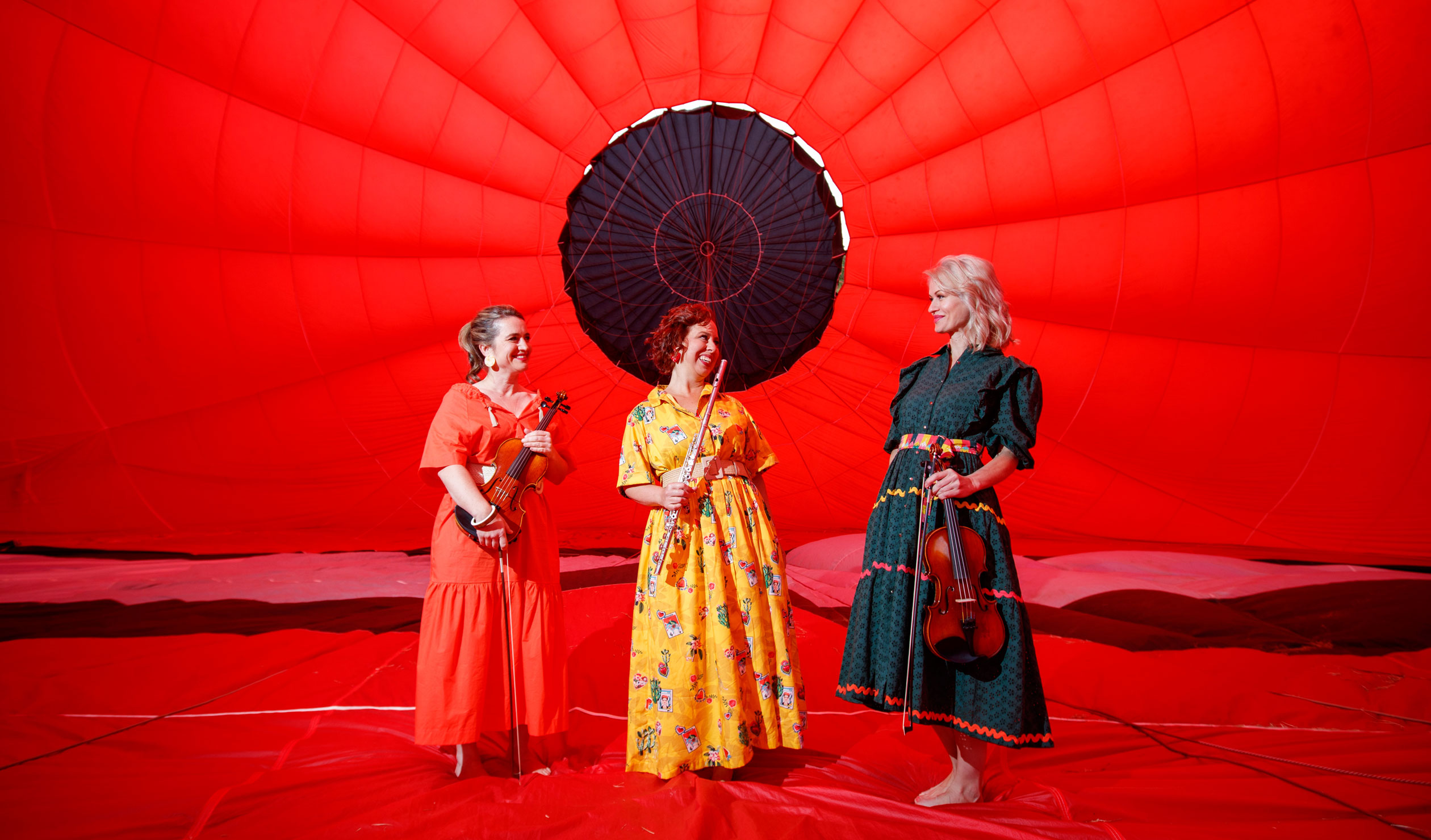Adelaide Symphony Orchestra musicians Emma Perkins, Julia Grenfell and Zsuzsa Leon. Photo: Matt Turner