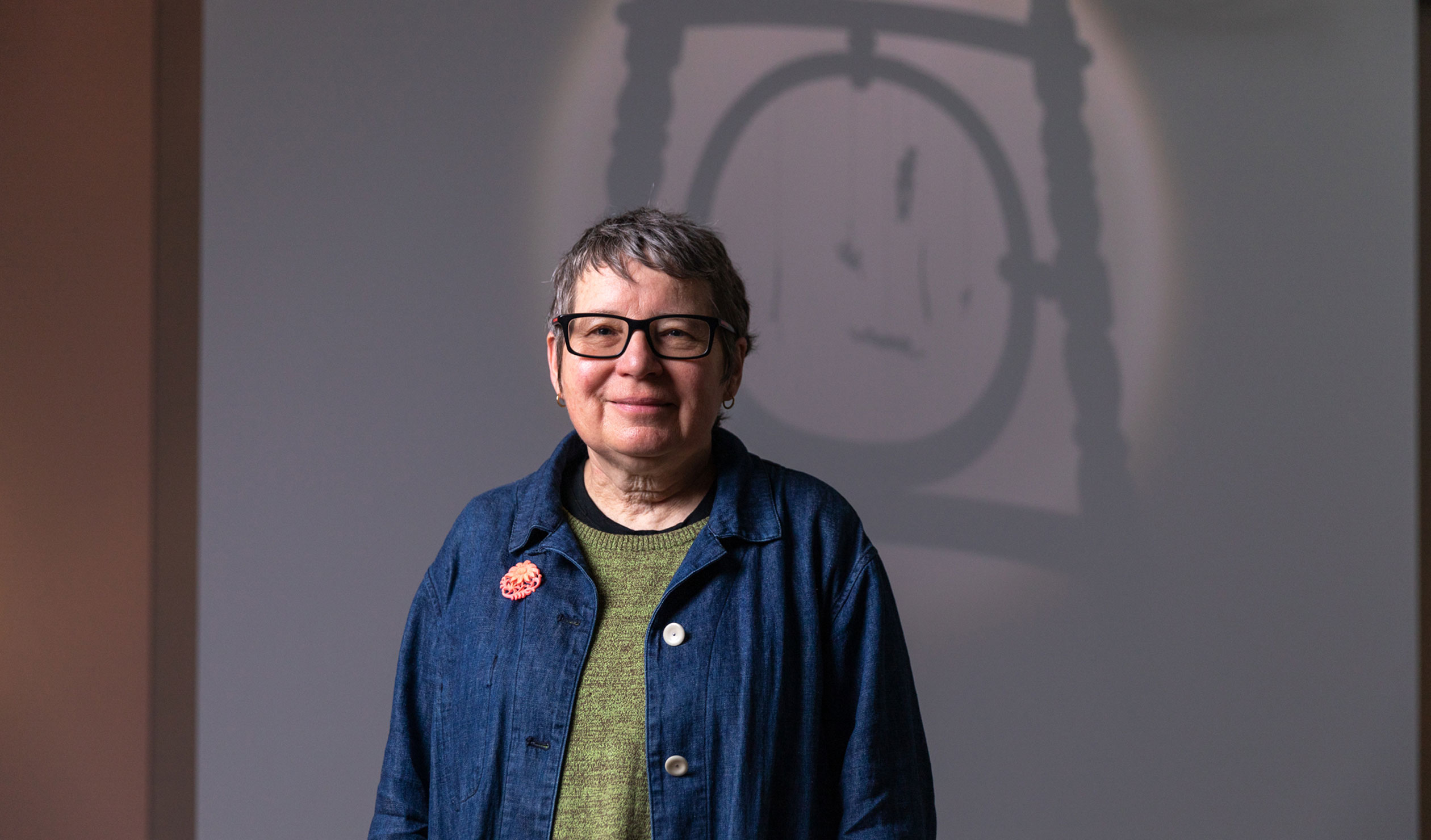 Julie Gough with her work 'The Promise ll', Tarnanthi 2021, Art Gallery of South Australia. Photo: Sia Duff