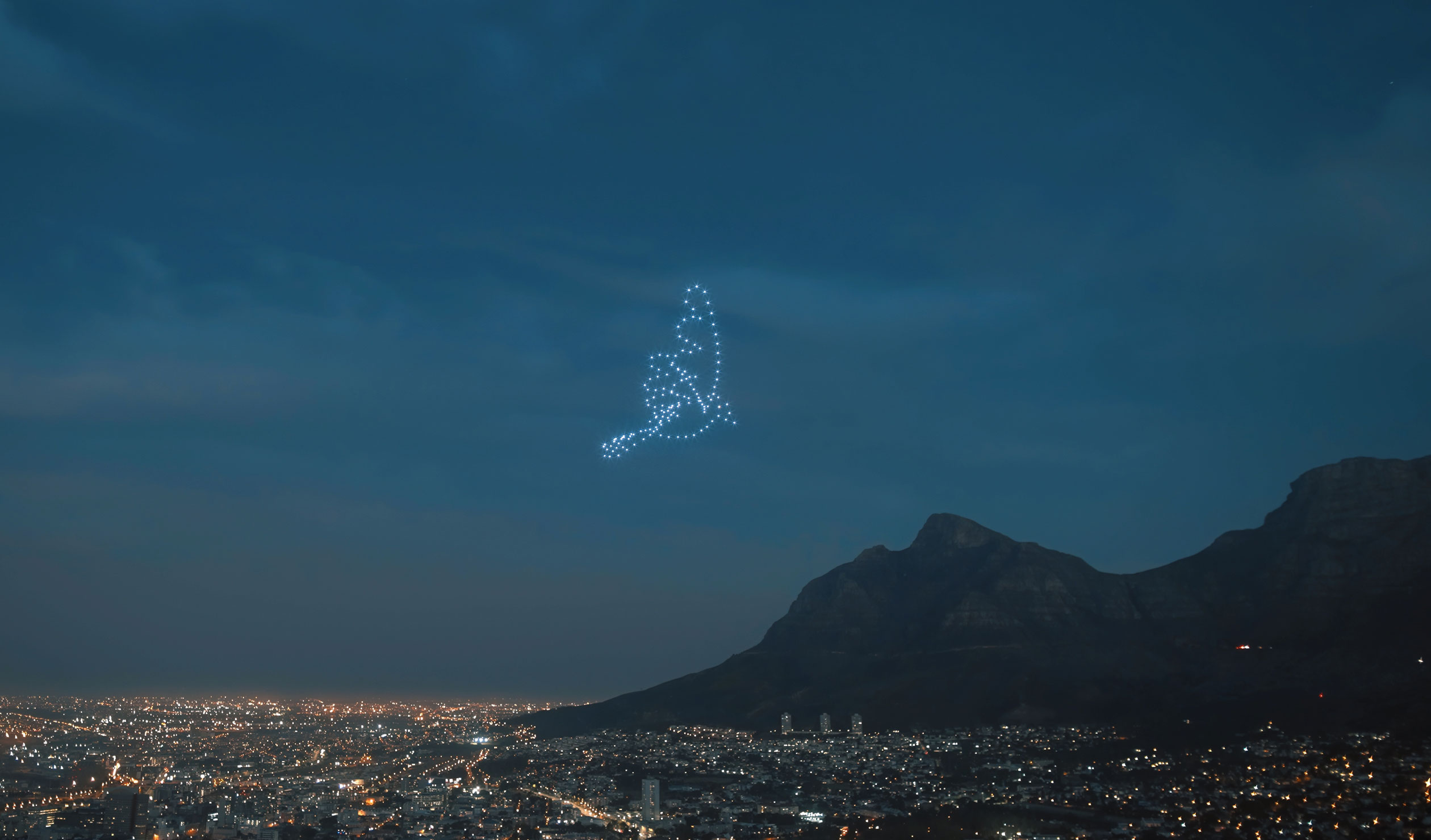 Celestial's first drone-art show (above) was presented during Edinburgh's 2020 Hogmanay celebrations. Its Adelaide Fringe show will incorporate First Nations storytelling.